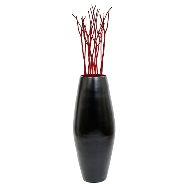 Uniquewise Bamboo Cylinder Floor Vase-Handcrafted Tall Decorative Vase-Ideal for Dining Room, Living Room, 27.5", Black QI003245.BK - main